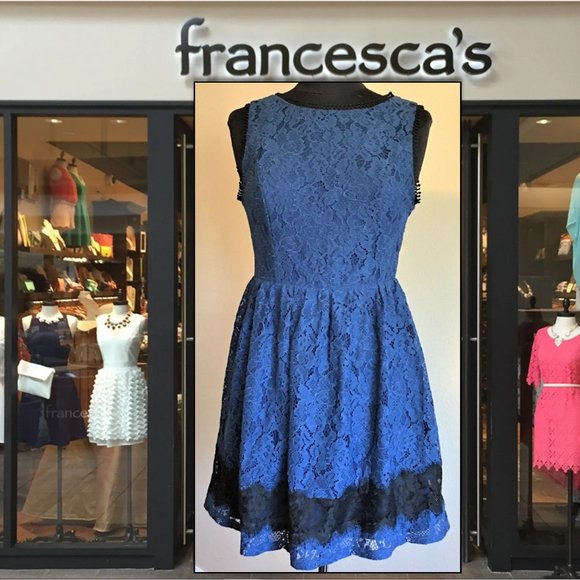 Francesca's Collections Dresses & Skirts - FRANCESCA'S Blue and Black Lace Dress - Medium